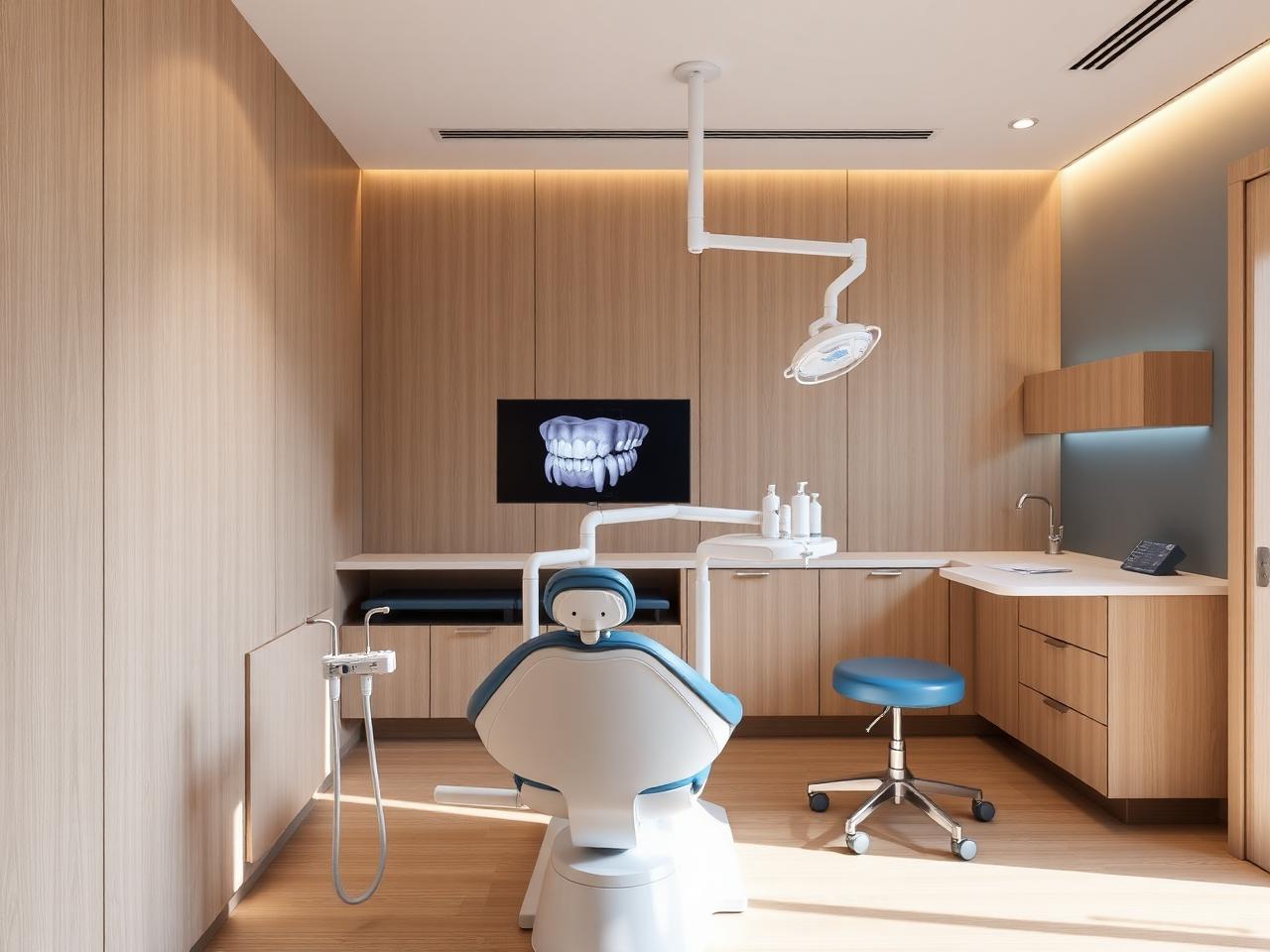 Interior of a modern dental operatory with digital scanner display