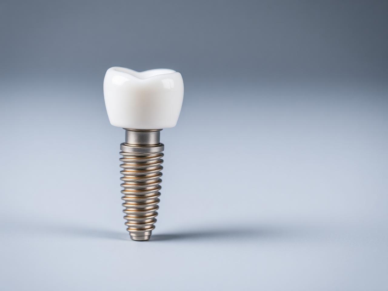 Close-up of a dental implant with crown